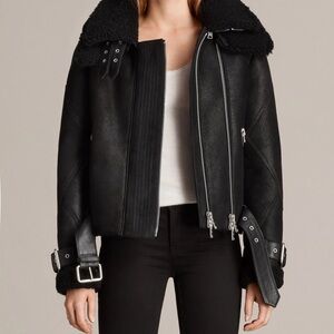 All Saints Black Shearling Jacket